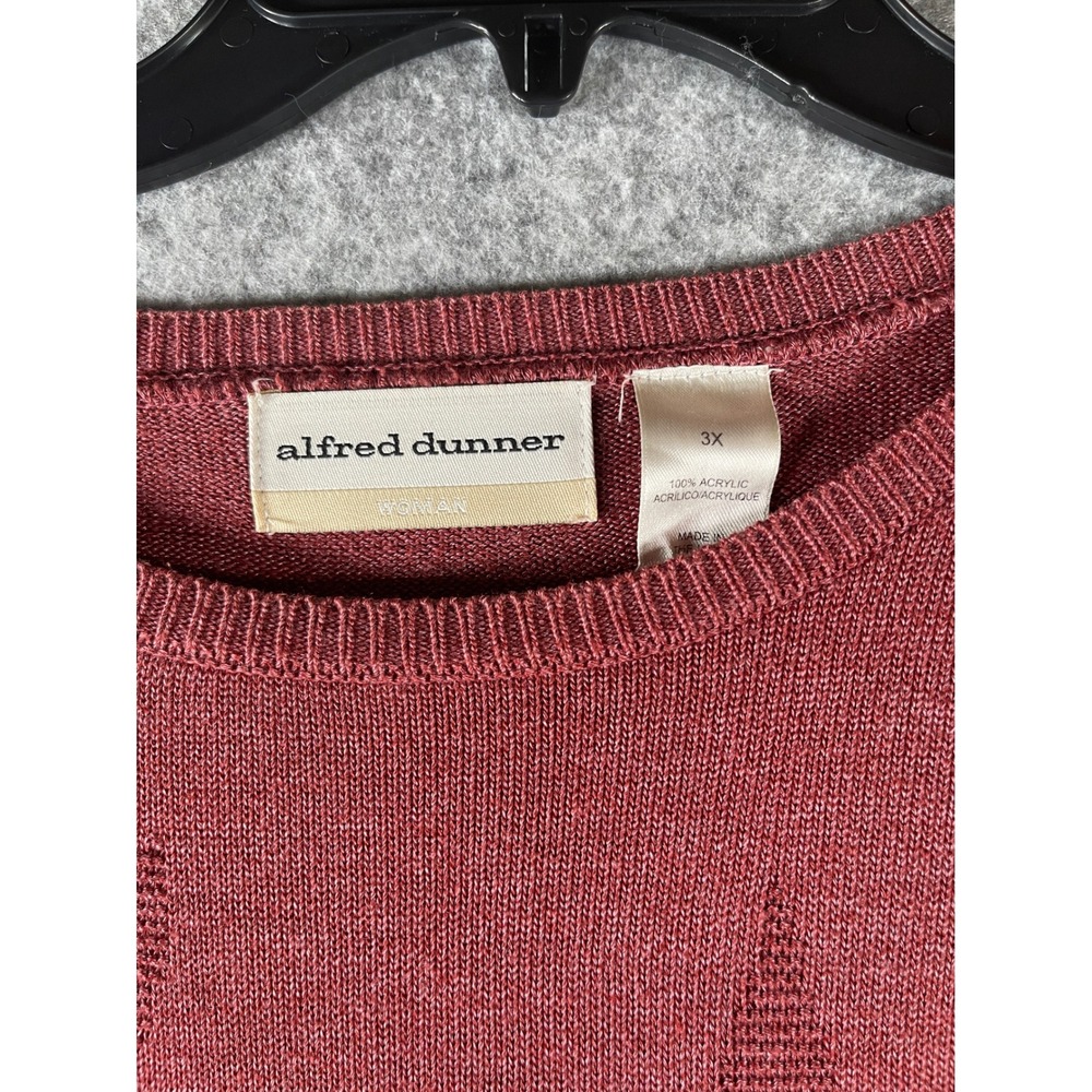 Alfred Dunner Woman 3X Rose Red‎ Floral Jacquard Short Sleeve Knit Sweater Top - Picture 2 of 5